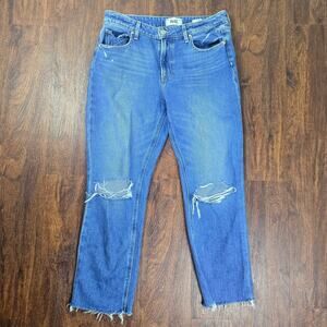 PAIGE Women's Noella High Rise Straight Leg in Sledge Destructed - Size 28